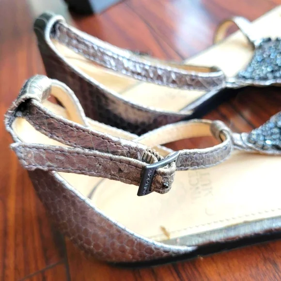 Vince Camuto Snakeskin Rhinestone Embellished Sandals Size 8.5 - Picture 7 of 7